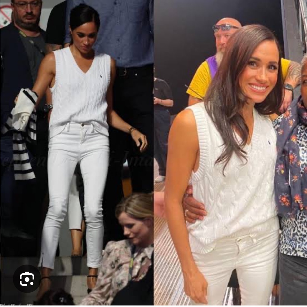 LAST CHANCE Polo Ralph Lauren White Cable Knit Sleeveless Top ASO Meghan Markle